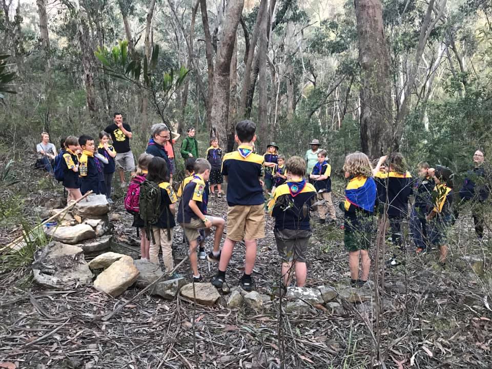 Cubs, Leaders and parents meeting in the bush